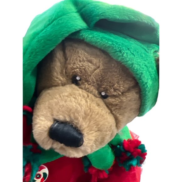Dan Dee Stuffed Animal Plush Christmas Santa Red Green Elf Helper Brown Bear - Picture 2 of 12